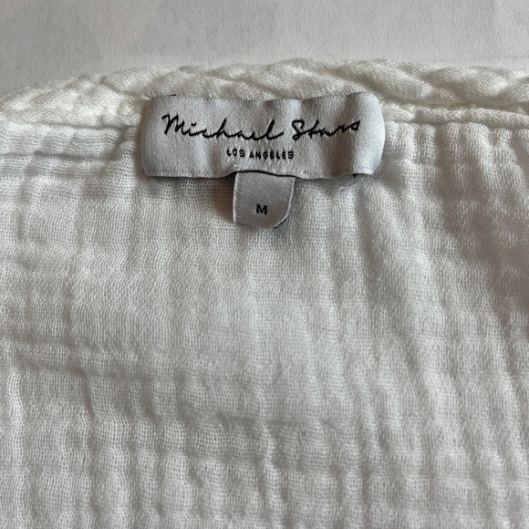 Michael Stars White Soft Gauze Unstructured “Tube Sleeve” Blouse - Picture 2 of 11